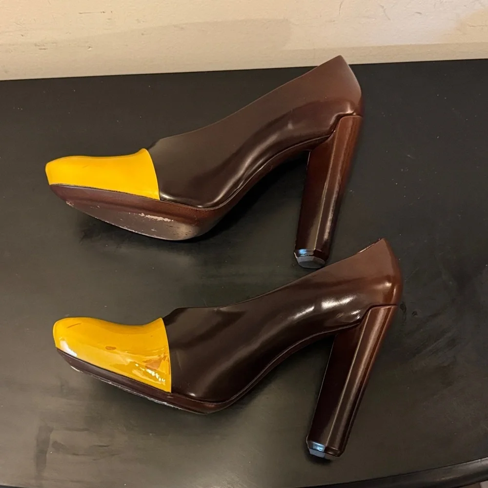Louis Vuitton Two-Tone Brown and Yellow Heels